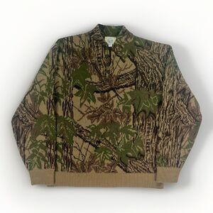 RARE Vintage Whitewater Outdoor Real Tree Camo Sweater Hunting XL Wool